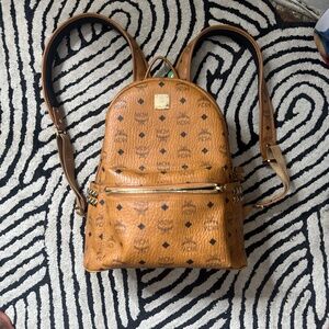 MCM Stark Studded Visetos Backpack (Cognac)